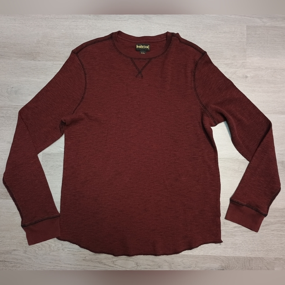 Helix waffle knit long John maroon long sleeve shirt XXL